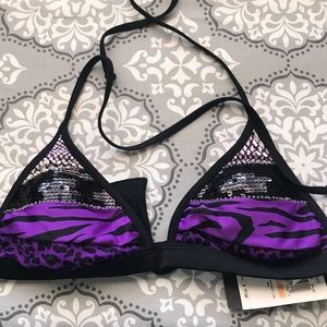 Guess bikini top size Small nwt animal print
